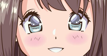 face young woman anime style character vector illustration designのイラスト素材