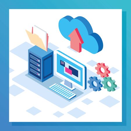 big data technology with laptop vector illustration designのイラスト素材