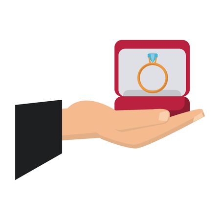 Hand holding wedding ring box symbol vector illustration graphic designのイラスト素材