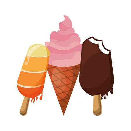 ice cream and ice lolly icon cartoon isolated vector illustration graphic designのイラスト素材