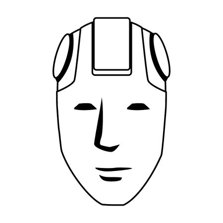 robotic head icon over white background, vector illustrationのイラスト素材