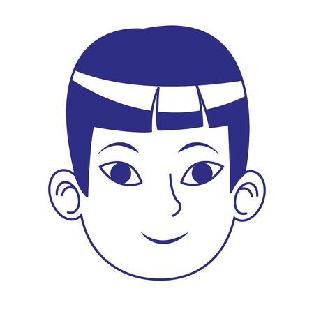 oriental man face icon over white background, vector illustrationのイラスト素材