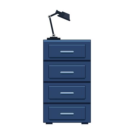 file cabinet with desk lamp icon over white background, vector illustrationのイラスト素材