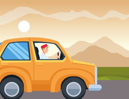 Person driving car design, transportation drive travel traffic speed road and theme Vector illustrationのイラスト素材