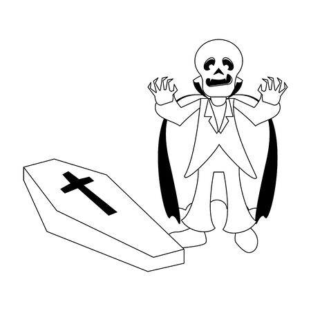halloween october scary celebrationm skull death man vampire with stone cartoon vector illustration graphic designのイラスト素材