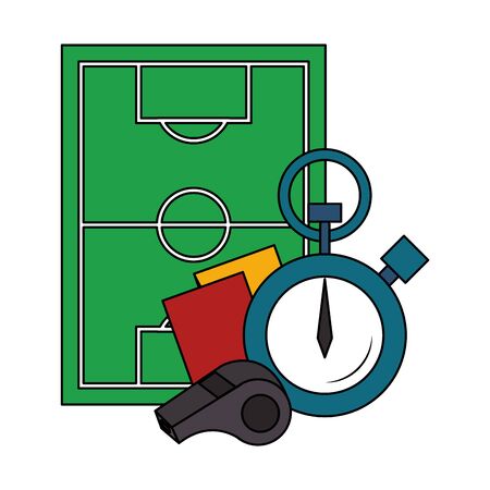 soccer football sport game competition play activity, referee and game objects cartoon vector illustration graphic designのイラスト素材