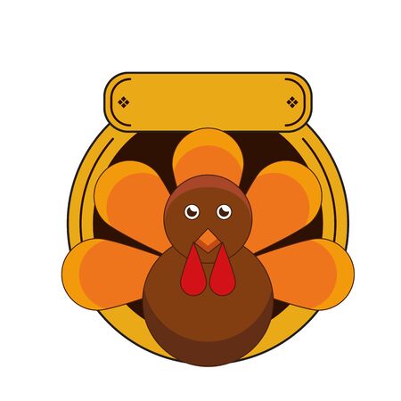 happy thanksgiving day card with turkey character vector illustration designのイラスト素材