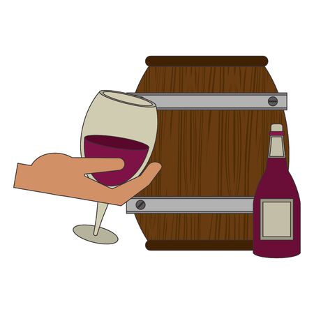 wooden barrel icon over white background, vector illustrationのイラスト素材