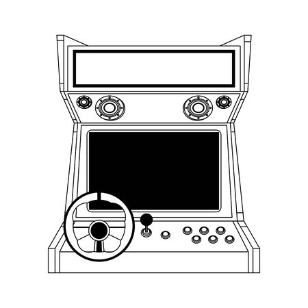 Arcade driver videogame with buttons and steering wheel vector illustration graphic designのイラスト素材