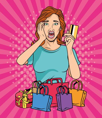 Woman with shopping bag design, Commerce market store retail paying and buying theme Vector illustrationのイラスト素材