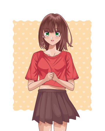 young girl  style character vector illustration designのイラスト素材