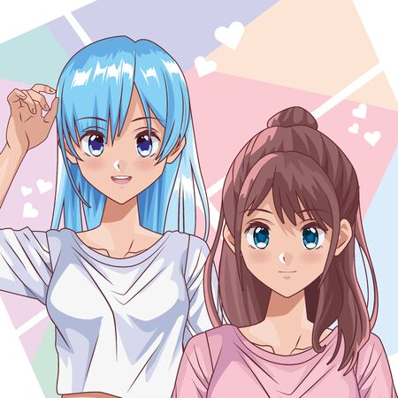 young girls   style characters vector illustration designのイラスト素材