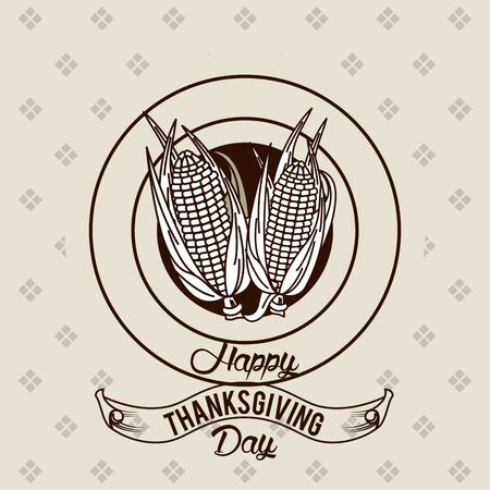 happy thanksgiving day card with corncob vector illustration designのイラスト素材