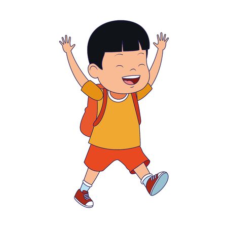 cartoon excited boy icon over white background, vector illustrationのイラスト素材