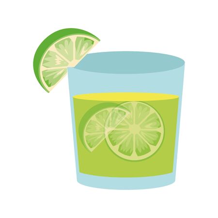 lemon cocktail icon over white background, vector illustrationのイラスト素材