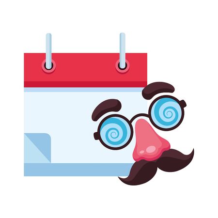 Crazy glasses and blank calendar icon over white background, vector illustrationのイラスト素材