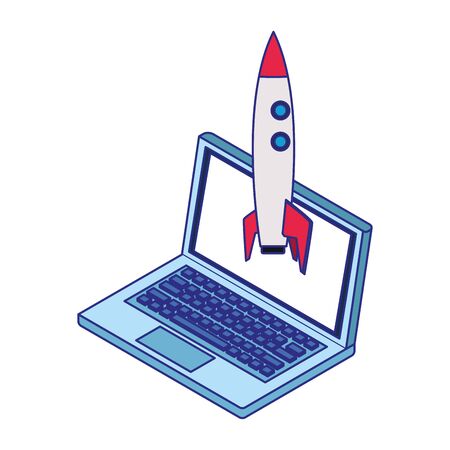 Rocket icon design, Spaceship aircraft start up shuttle technology and travel theme Vector illustrationのイラスト素材