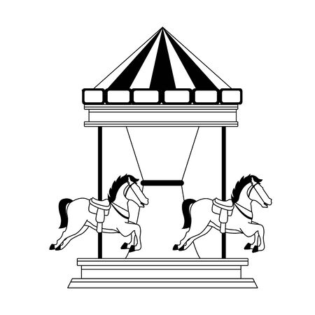 horse carousel icon over white background, vector illustrationのイラスト素材