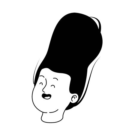 cartoon teenager girl with loose hair over white background, vector illustrationのイラスト素材