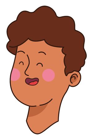 Teenager afro man smiling face cartoon vector illustration graphic designのイラスト素材