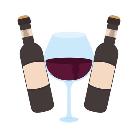wine glass and bottles icon over white background, vector illustrationのイラスト素材