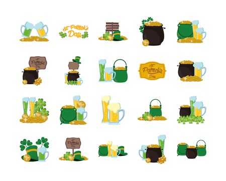 bundle of saint patricks day icons vector illustration designのイラスト素材