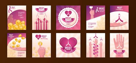 Breast Cancer Awareness Fundraise set design, vector illustrationのイラスト素材