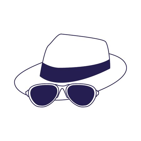 hat and sunglasses icon over white background, vector illustrationのイラスト素材