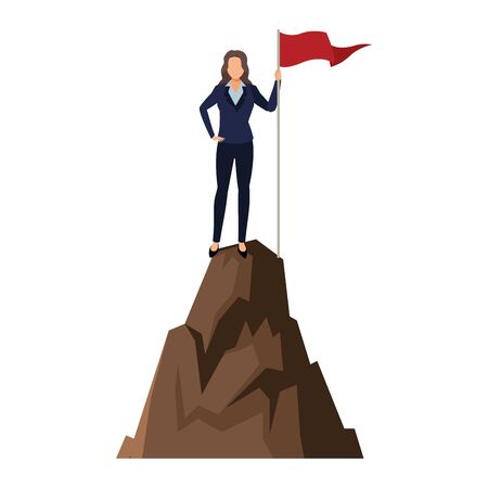executive business woman over mountain peak cartoon vector illustration graphic designのイラスト素材