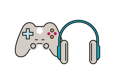 video game portable device with earphones vector illustration design