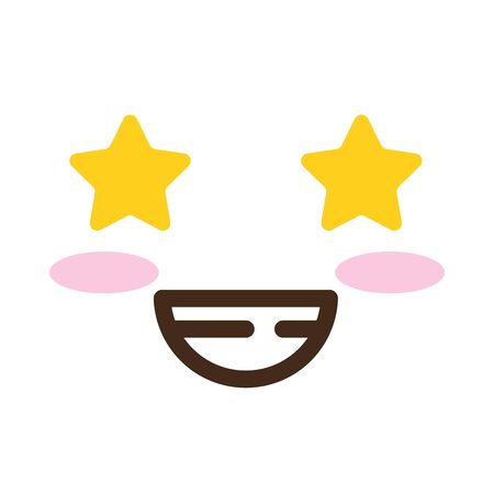 face with stars eyes comic character vector illustration designのイラスト素材