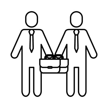 team work avatars silhouettes with portfolios vector illustration designのイラスト素材