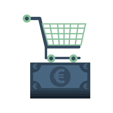 euro bills money with shopping cart vector illustration designのイラスト素材