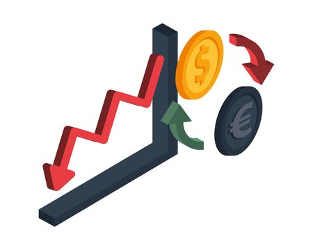 dollar and euro coins icons vector illustration designのイラスト素材