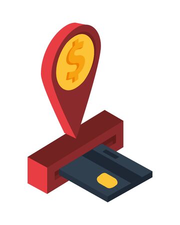 credit card with coins dollars vector illustration designのイラスト素材