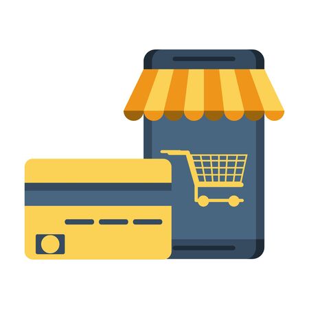 credit card with smartphone ecommerce vector illustration designのイラスト素材