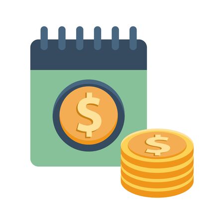 calendar with dollar symbol and coins money vector illustration designのイラスト素材