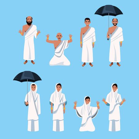 group of islamic persons characters vector illustration designのイラスト素材