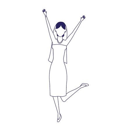 avatar excited bride icon over white background, vector illustrationのイラスト素材