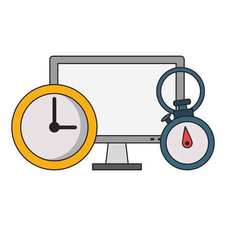 Computer hardware screen with timer and clock vector illustration graphic designのイラスト素材