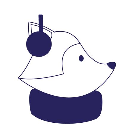 cute fox with scarf and Earmuffs over white background, vector illustrationのイラスト素材