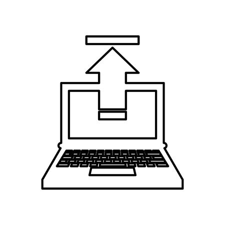 laptop computer portable with arrow upload vector illustration designのイラスト素材