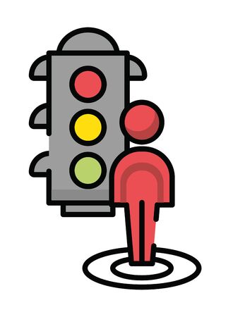 pedestrian silhouette walker with semaphore vector illustration designのイラスト素材