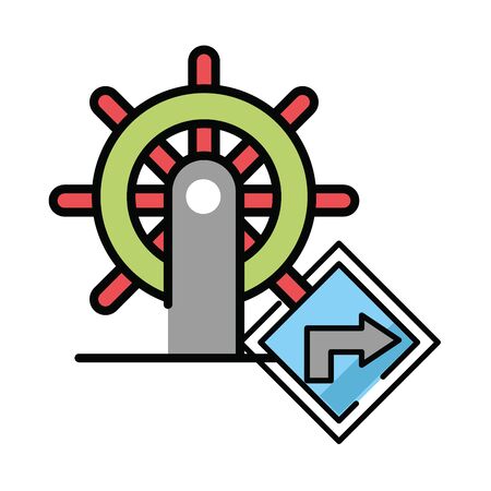 helm boat with traffic signal isolated icon vector illustration designのイラスト素材