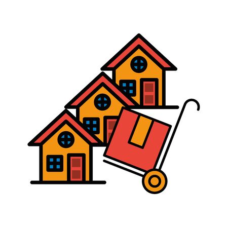 house front facade with delivery cart and box vector illustration designのイラスト素材