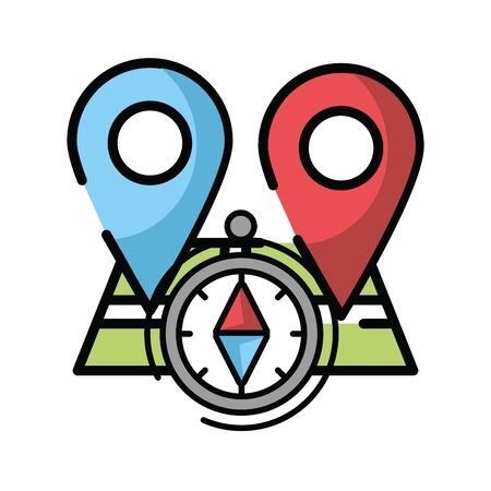 paper map guide with pins location icon vector illustration designのイラスト素材