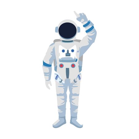 cartoon astronaut standing icon over white background, vector illustrationのイラスト素材