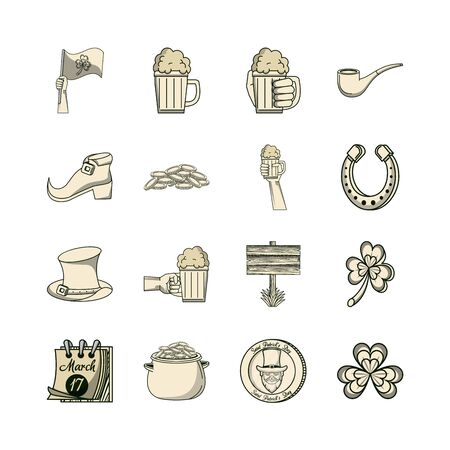 bundle of saint patrick day celebration icons vector illustration designのイラスト素材
