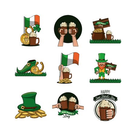bundle of saint patrick day celebration icons vector illustration designのイラスト素材