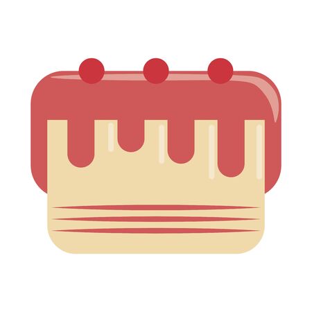 restaurant food and cuisine cake with cherries icon cartoons vector illustration graphic designのイラスト素材